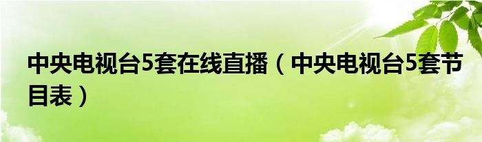 中央电视台5套在线直播（中央电视台5套节目表）